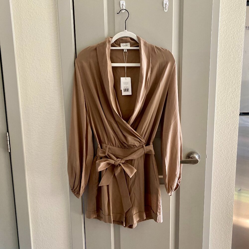 Cami NYC Elyssa Silk Romper in Beachwood Size XS